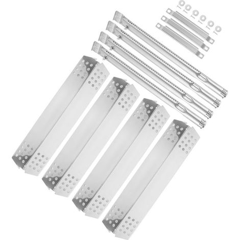 Pièces pour Barbecue au gaz (Pack 4 Brûleurs + 4 Plaque de Chaleur en Acier Inoxydable) de Rechange pour Sunbeam Nexgrill Grill Master XH00398, Barbecook (1/5)