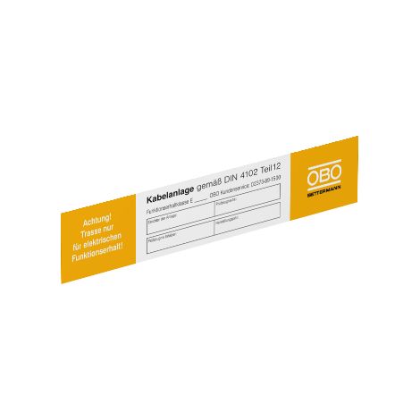 OBO Bettermann Targhetta di identificazione per mantenimento della funzionalità 250x43mm polivinilcloruro bianco, 7205423