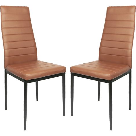Skecten Set de 2 Sillas de Comedor, Tapizada en Polipiel, para Cocina, Comedor, Bar y Restaurante , Marrón (1/5)