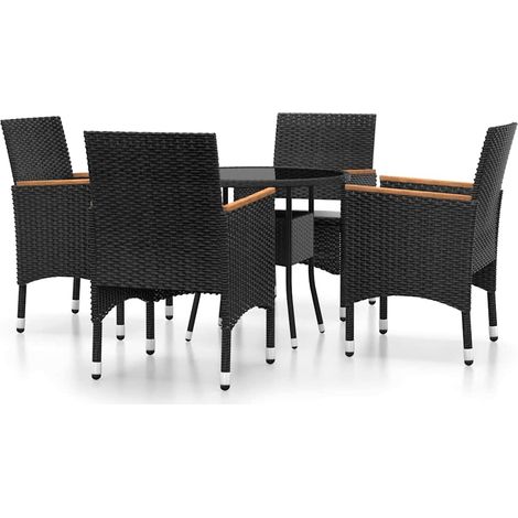 Maison Exclusive - 5-tlg. Garten-Essgruppe Poly Rattan Schwarz (1/5)