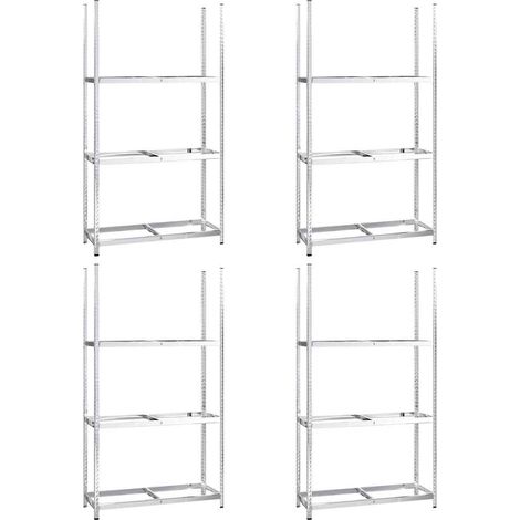 vidaXL Estanterías de neumáticos 3 niveles 4 uds acero 110x40x200 cm (1/2)