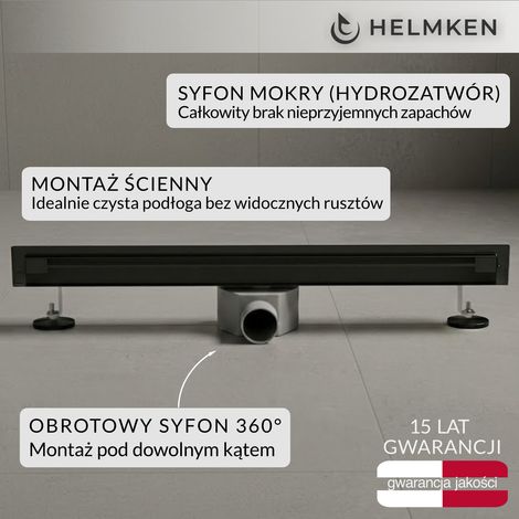Desagüe lineal de pared Helmken 37501602, 600x41 mm, negro mate. (1/5)