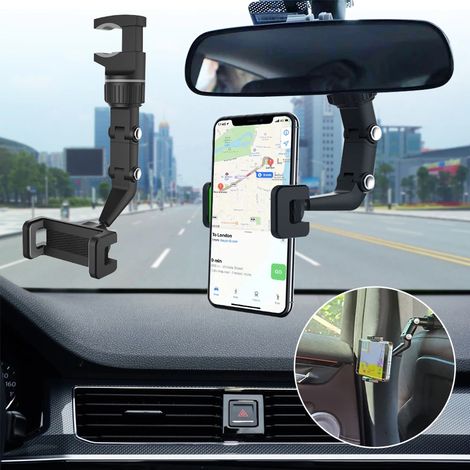 Support téléphone multifonction, support voiture rétroviseur, fixe smartphone pour auto, cuisine, maison, support orientable pour portable, support de téléphone pour véhicule, support universel pour m (1/5)