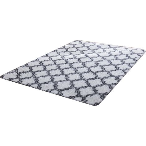 Tapis Fluffy - Surface Velours Faux Fourrure - Couche Intermédiaire Souple - Antidérapant - Pour Chambre À Coucher - 1 Pièce (1/5)