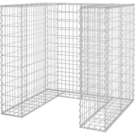 Paroi en gabion pour poubelles, acier galvanisé, 110 x 100 x 110 cm