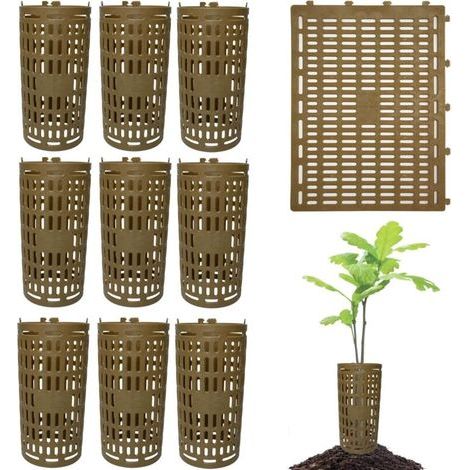 Baumstammschutz – Verstellbare Befestigung, geeignet für Gärten, Wälder usw. – 10er-Pack, braun, 38,1 x 25,4 cm (1/5)