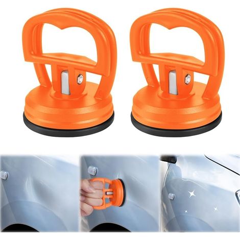 Debosselage Carrosserie Outils de Kit Debosselage Carrosserie Ventouse Extracteur Bosses Voiture Kit de Réparation pour Carrosserie Voiture Verre Écran (2 Pièces Orange-S)