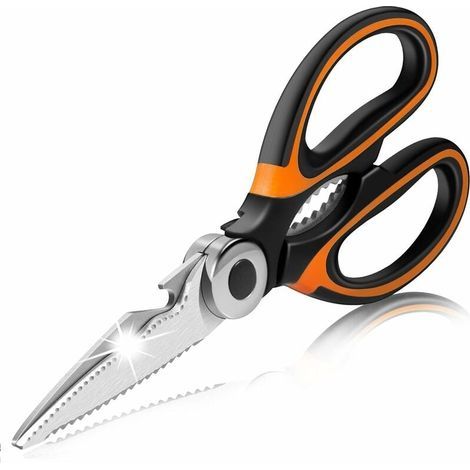 Ciseaux Cuisine Robustes, Ciseaux de Cuisine cranteur multiusage en Acier Inoxydable Sharp Professionnel Nouveaux avec Couvercle de Lame pour Poulet, Poisson, Viande, légumes, Herbes, os, Noix (1/5)