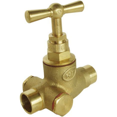 Robinet d'arrêt à potence à purge à souder - Pour tube cuivre 12mm - Laiton brut