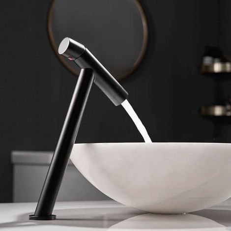 Robinet mitigeur de lavabo surélevé noir, Kyo (1/5)