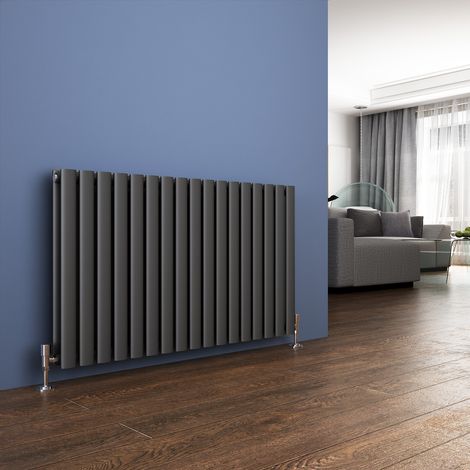 ELEGANT 600 x 1003mm Anthracite Designer Radiator Horizontal Oval Column Panel Double Panel Rad
