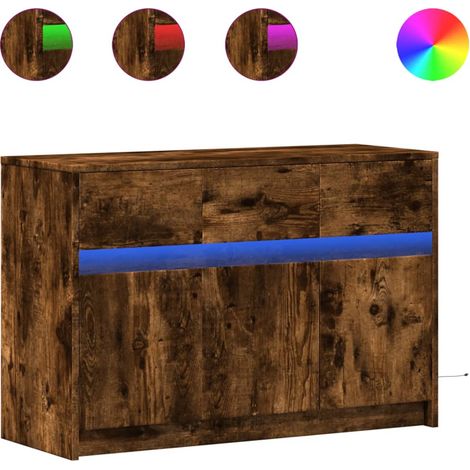 Mobile TV Armadietto TV Mobile Porta TV con LED Rovere Fumo 91x34x61 cm in Truciolato (1/4)