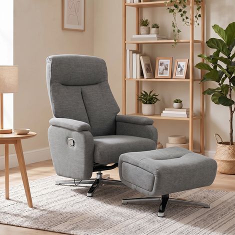 Fauteuil inclinable réglable manuellement avec repose-pieds, gris foncé (1/5)