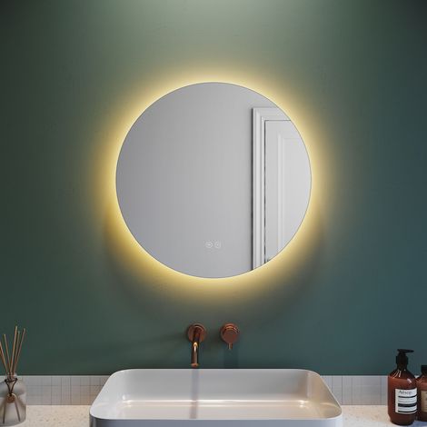 SONNI Badspiegel Led φ60 Touch beleuchtung Wandspiegel badezimmerspiegel rund mit 3 Lichtfarbe Touch Beschlagfrei Schutzklasse IP44 80 x 60cm