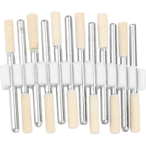 12 cabezales cilíndricos de pulido de lana, rueda de pulido con vástago de 3 mm para herramienta rotativa (3 mm) (1/5)