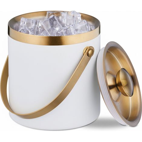 Relaxdays Secchiello per il Ghiaccio con Coperchio, Glacette a Doppia Parete in Acciaio Inox, 1,5 Litri, V. Colori