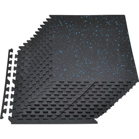 VEVOR Esterilla Puzzle 24 Piezas de 610 x 610 x 14 mm, Suelo Gimnasio de Goma EVA Alta Densidad, Colchoneta de Ejercicios con Puntos Azules Antideslizante Antigolpe Antiruido para Equipo Pesado, Casa (1/5)