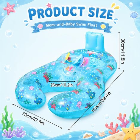 Bouée gonflable bleue, siège de piscine pour bébé avec dossier, jouet aquatique pour la piscine et la plage. (1/5)