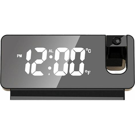 Réveil à projection numérique LED noir avec projection Horloge numérique de bureau Horloge de table de nuit pour chambre à coucher (1/5)