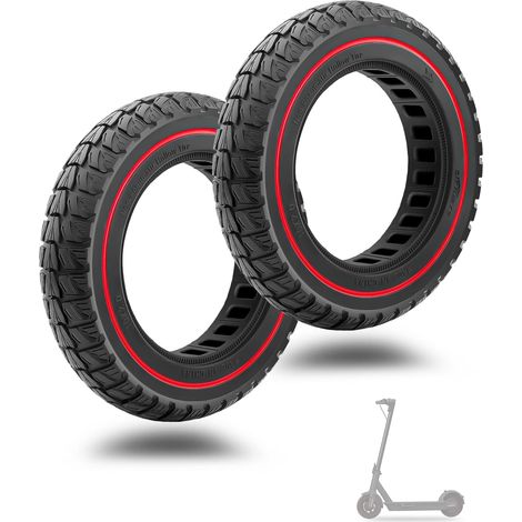 10x2 Roue Offroad Électrique,Pneu en Caoutchouc Plein, Tubeless Roues de Remplacement Avant/Arrière à l'Épreuve de Forage,10x2,0 Pouces Pneus Scooter, 2PC (1/5)