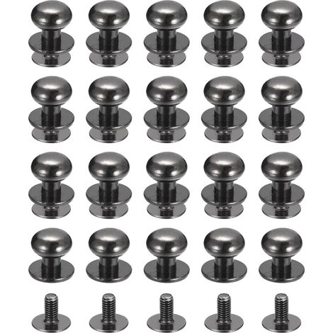 9mm Clou à Tête Sphérique Avec Rivets à Visser, Lot de 20 Boutons à Tête Ronde Pour La Maroquinerie Artisanale, Ceinture, Couleur Noir Métallisé (1/5)