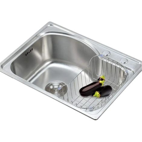 Évier, 65 x 44 x 20 cm, Acier inoxydable, Sous plan/À poser, Argent, Comprend des accessoires de drainage (1/5)