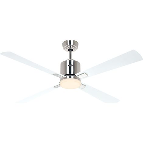 Ventilateur de plafond ECO NEO III 132, Chrome brossé - Blanc/Gris clair, Wi-Fi avec éclairage (1/2)
