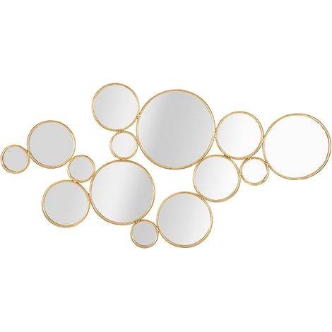 Wanddekoration mit goldenen runden Spiegeln Mirrors