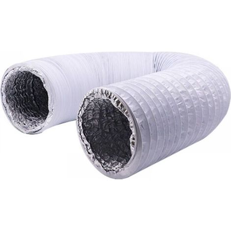 150mm 6m Length Flexible PVC Aluminum Exhaust Hose - Ventilation Hose for Extractors, Air Conditioners, Tumble Dryers (ø150mm 6m, White) (1/4)