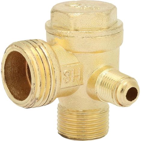 Clapet Anti-Retour pour Compresseur, Filetage Mâle à 3 Voies, Durable et Longue Durée de Vie, 90 ° Mâle Fileté Pièces de rechange, pour le Raccordement de Tuyaux et Compresseurs d'Air (201610mm) (1/5)