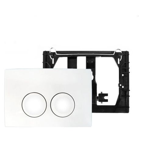 Geberit Delta 21 WC control plate – Easy mounting on built-in cistern – 2 buttons – Scratch and weather resistant – White (1/4)