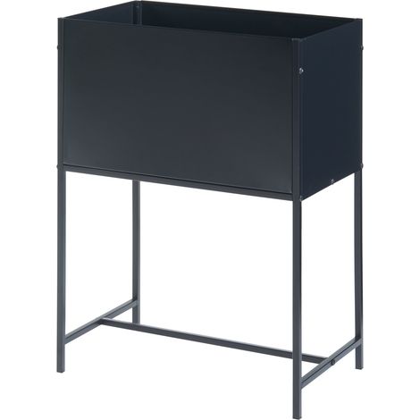 Supporto per piante con vassoio integrato 70 x 50 x 30 cm metallo nero 030010711