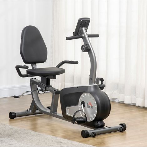 Vélo d'appartement allongé 8 niveaux de résistance 122-137 x 62 x 103 cm HAVRYA (1/4)
