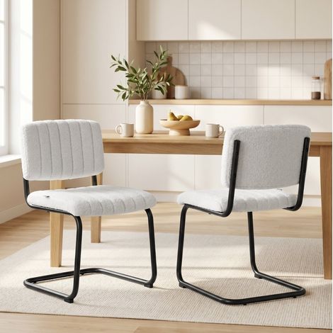 Chaises de salle à manger lot de 2, freischwinger, dossier haut, 48 x 55 x 76 cm, crème OKMYHOME (1/5)