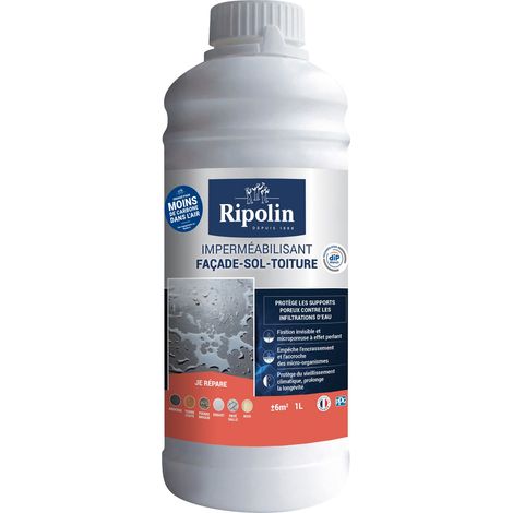 Ripolin – Imperméabilisant façade, sol, toiture – Hydrofuge microporeux – Protection contre les infiltrations – Finition invisible – 1L (1/6)