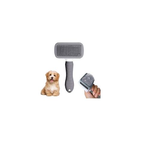Brosse Chiens Chats, Brosse pour Poils Longs et Courts, Brosse Chiens Chats avec Poignée, pour Animaux avec Différentes Longueurs de Poils (Gris) (1/5)