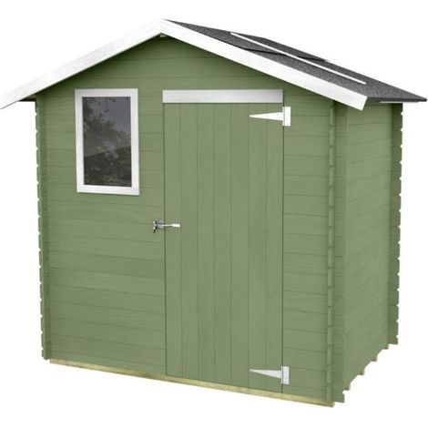 Casetta in legno con porta finestrata deposito da giardino "Made in Italy" 198 x 130 x h 205 cm -Verde (1/5)
