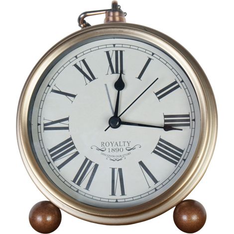 Horloge de table dorée, rétro vintage sans tic-tac table bureau réveil à piles mouvement à quartz silencieux verre HD pour chambre salon décoration (1/5)