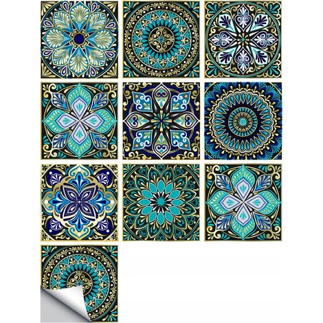 Ensemble de 10 panneaux adhésifs en PVC patchwork, papier peint 20x20cm zm-06-013 (1/5)