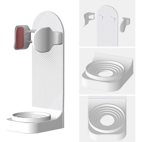 Porta spazzolino elettrico, organizer per spazzolino da denti a parete, clip per spazzolino sonico, porta spazzolino sonico, 4 pezzi, salvaspazio (bianco) (1/4)