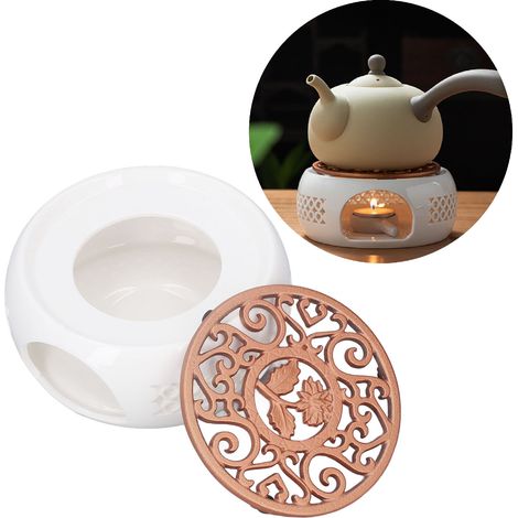 socle de poêle évidé + dessous de plat + porte-bougie, socle de bougie, chauffe-théière (1/5)