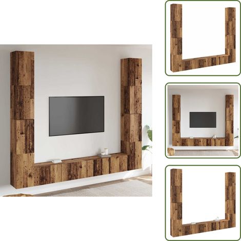 vidaXL Meubles TV muraux 6 pcs vieux bois bois d'ingénierie (1/5)