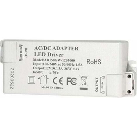 Transformateur Led - 48 W - 12 V Cc - Entrée 100-240 V Ac - Pour Bandes Led Et Guirlandes - 1 Pièce (1/5)