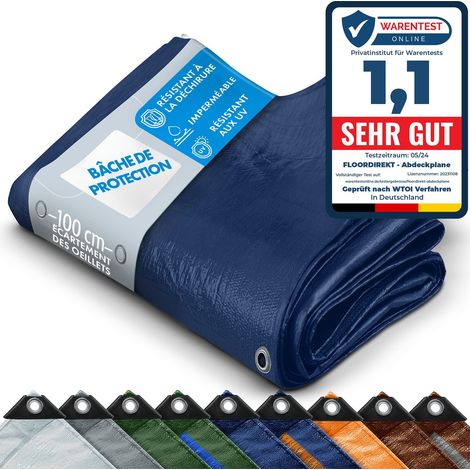 Bâche de protection imperméable multifonctionnelle 140 g/m² Bleu 10 x 12 m