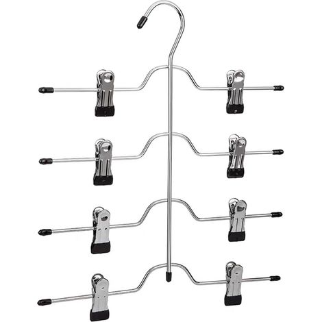 10 Cintres, Métal, Crochet Rotatif 360°, Pinces Antidérapantes, Réglable, Pour Pantalons Jupes (1/5)