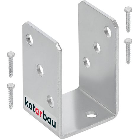 Kotarbau – Support de poteau en U à visser 60 mm – Galvanisé à chaud – Pour béton et bois – Installation rapide avec vis appropriées
