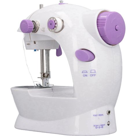 Petite machine à coudre électrique transportable pour novice, set complet couture patchwork fils accessoires, usage domestique voyage, 100-240V prise UE, ABS alliage aluminium 20x10x23 cm (1/5)