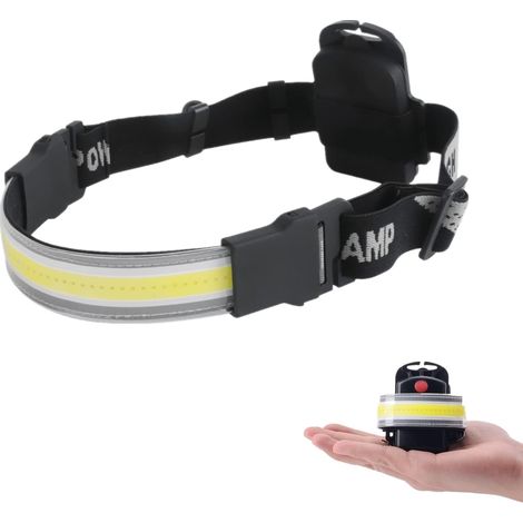 MINKUROW Linterna frontal LED de 400 lúmenes, tira de linterna de cabeza superbrillante, 3 modos de iluminación, faro LED Cob, luz de casco ligera impermeable para adultos, niños, correr, acampar, and (1/5)