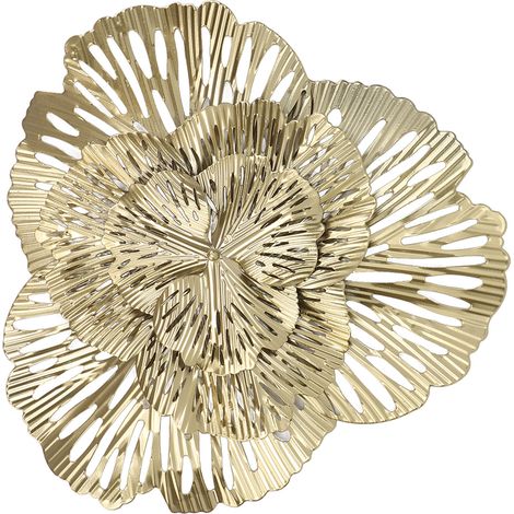 Décoration murale en métal, sculpture murale triangulaire moderne et élégante en fer représentant une fleur de ginkgo en 3D, idéale pour le salon, la chambre ou le hall d'entrée (Type B).