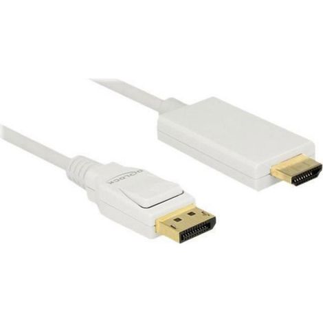 Câble vidéo DisplayPort - HDMI DeLOCK 2m - Triple paire torsadée blindée - Blanc